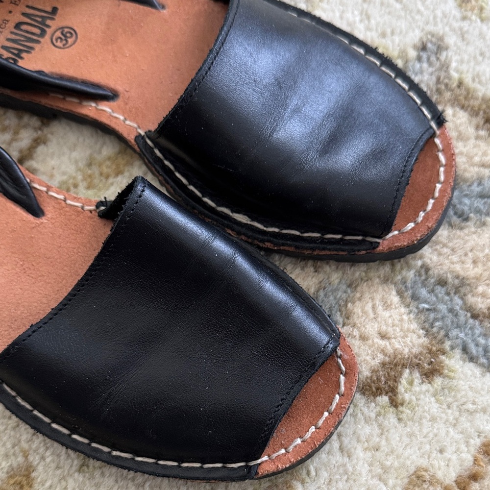 Black Leather Sandals - Picture 5 of 7